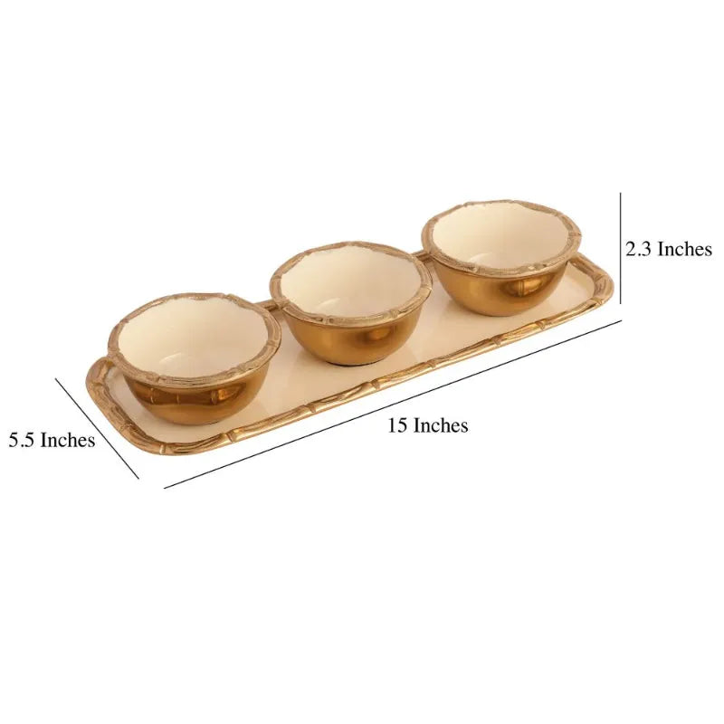 Alf Vine Tray Bowl Set | Multiple Colors Ivory & Gold