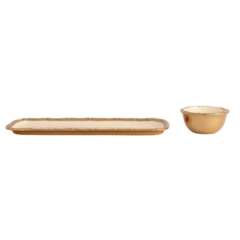 Alf Vine Tray Bowl Set | Multiple Colors Ivory & Gold