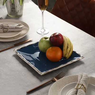 Alf Vine Square Tray Platter | Multiple Colors Blue & Silver