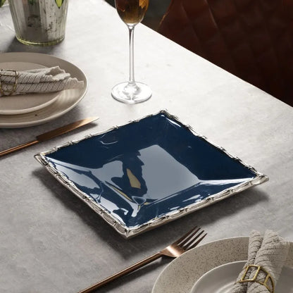 Alf Vine Square Tray Platter | Multiple Colors Blue & Silver