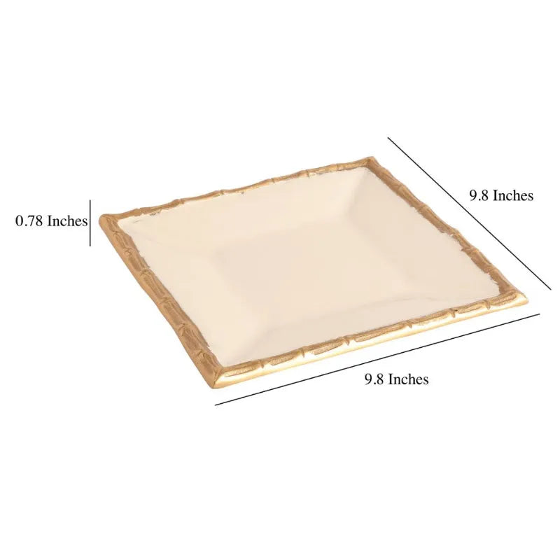 Alf Vine Square Tray Platter | Multiple Colors Ivory & Gold