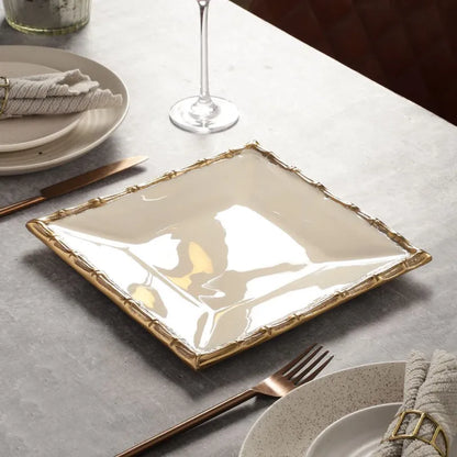 Alf Vine Square Tray Platter | Multiple Colors Ivory & Gold