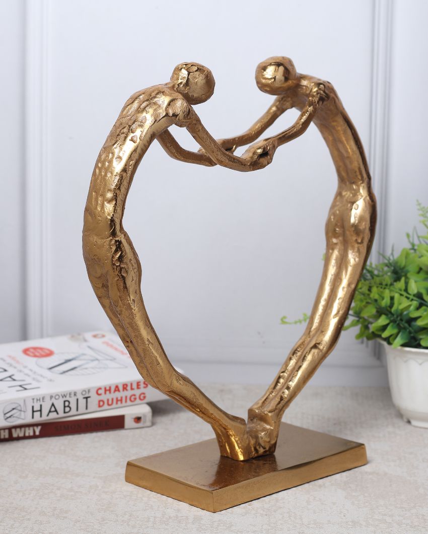 Heartfelt Harmony Sculpture Aluminum Showpiece Gold