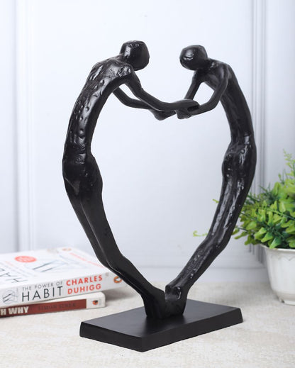 Heartfelt Harmony Sculpture Aluminum Showpiece Black