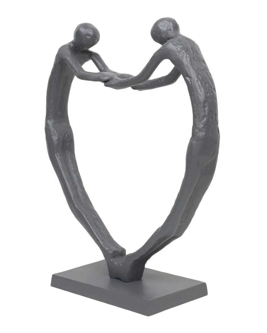 Heartfelt Harmony Sculpture Aluminum Showpiece Grey