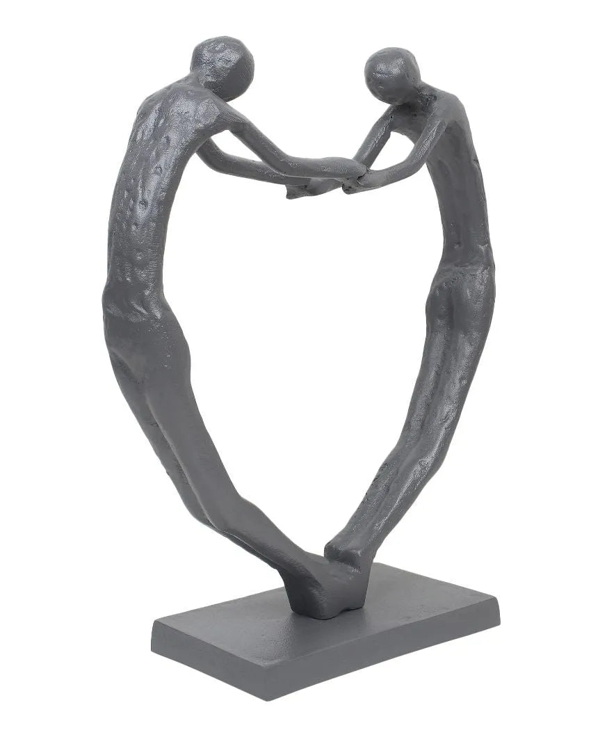 Heartfelt Harmony Sculpture Aluminum Showpiece Grey