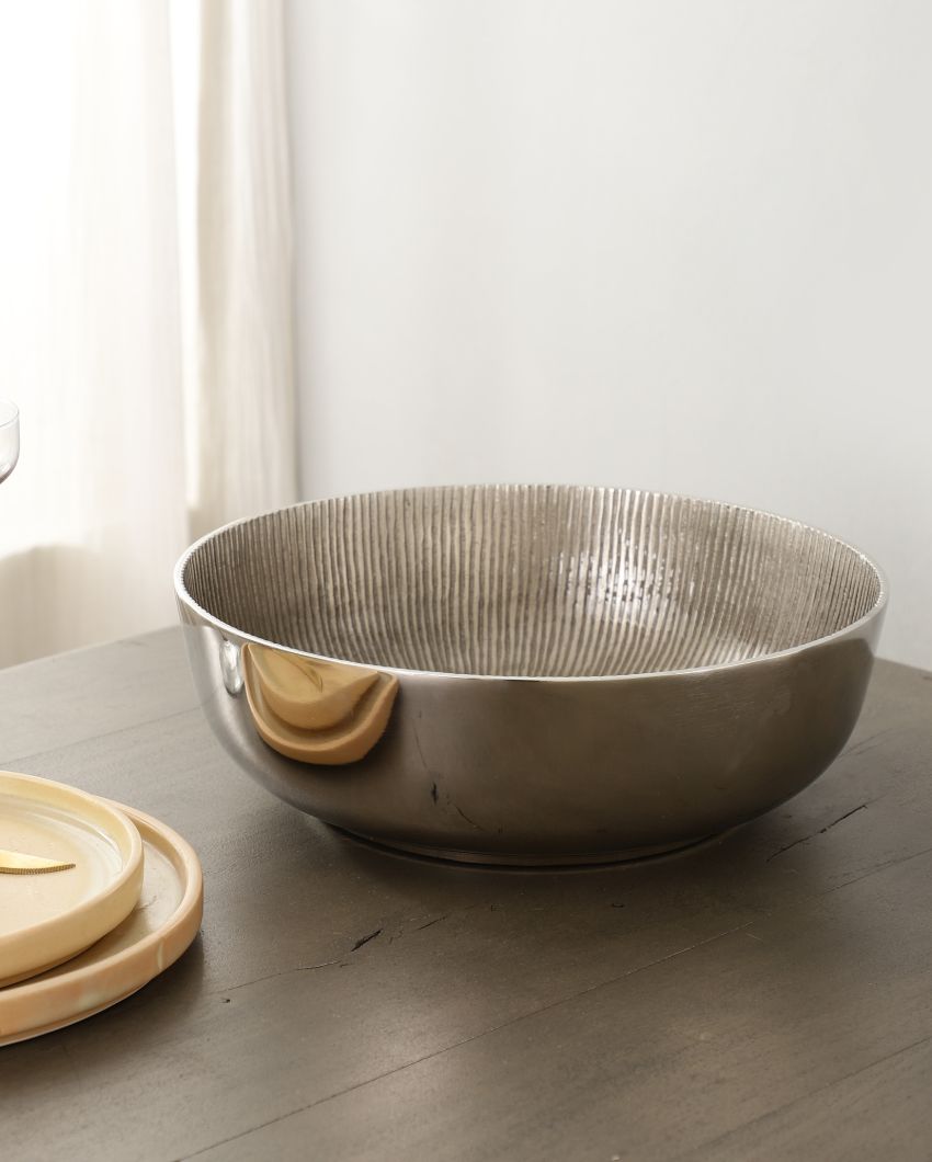 Sleek Aluminium Decorative Bowl | 12 x 4 inches