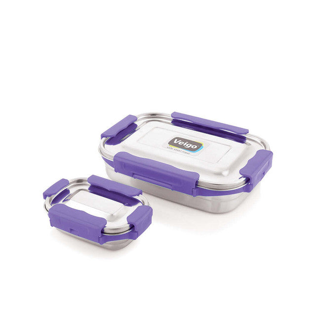 Premium Maxosteel Jumbo Stainless Steel Lunch Box Set With Insulated Pouch | Set of 2 | 950 / 200 ML