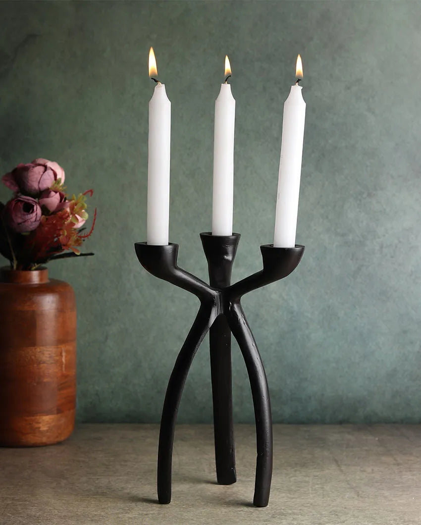 Trifecta Aluminum Candle Holder Black