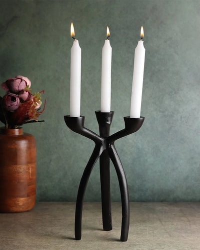 Trifecta Aluminum Candle Holder Black