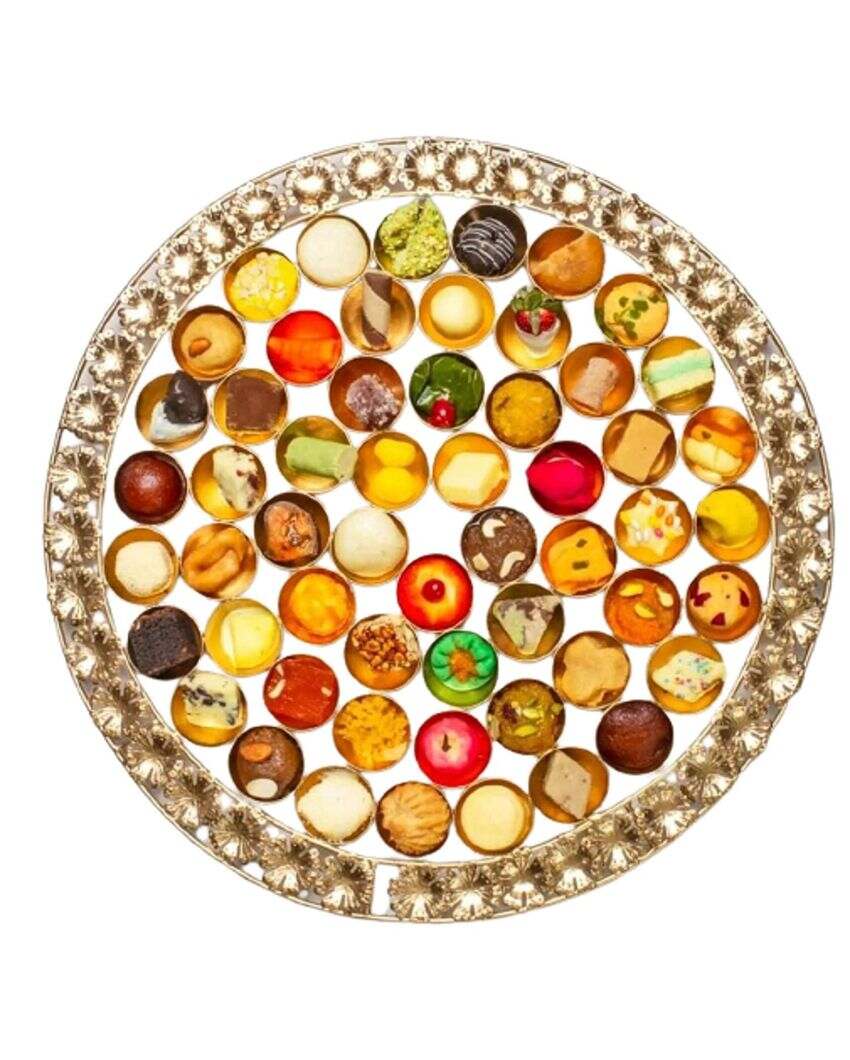 Traditional 56 Bhog Metal Thali Poojan For Temple | 20 inches