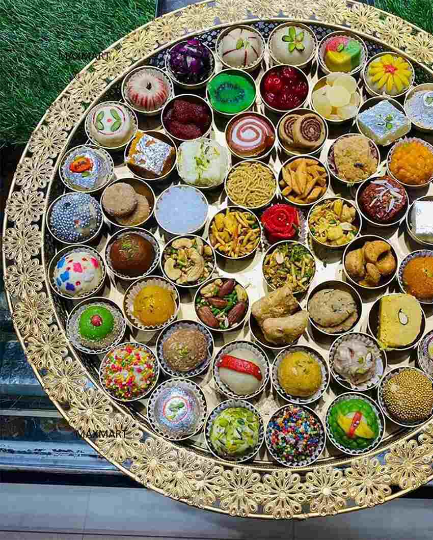 Traditional 56 Bhog Metal Thali Poojan For Temple | 20 inches