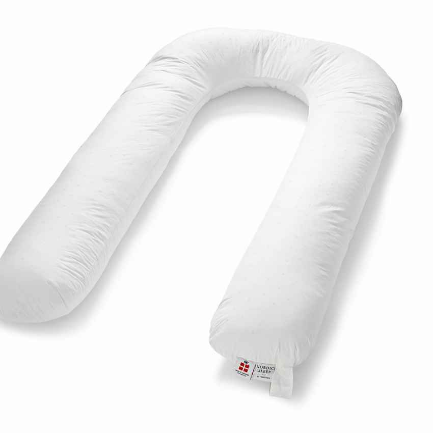 Ultimate Fossflakes Comfort Maternity U-Shaped Pregnancy White Pillow and Cover | 66 x 34 x 12 inches