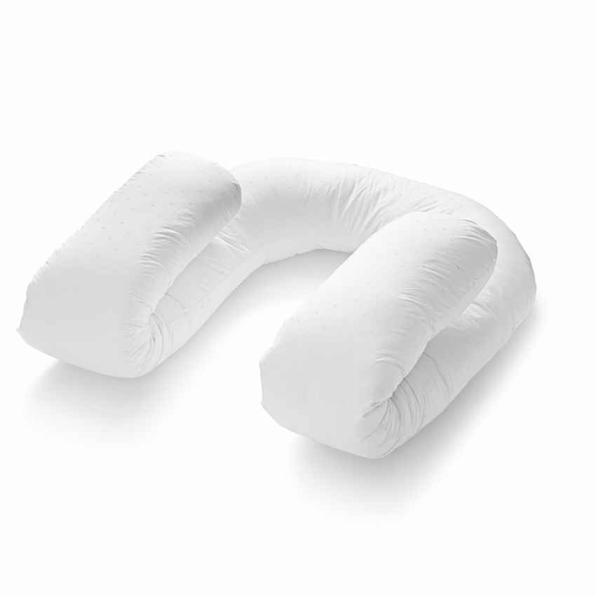 Ultimate Fossflakes Comfort Maternity U-Shaped Pregnancy White Pillow and Cover | 66 x 34 x 12 inches