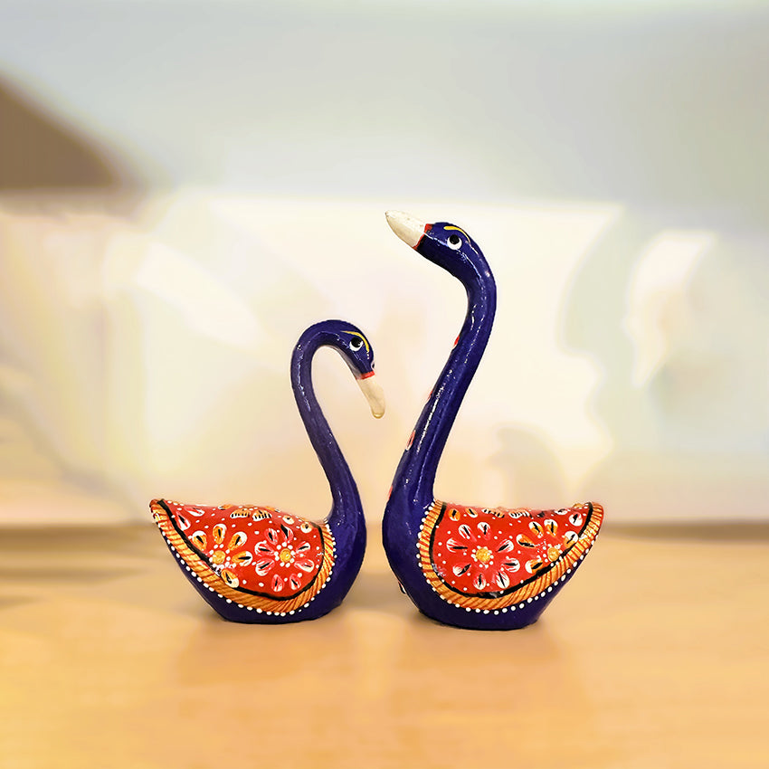 Wings of Love Metal Meenakari Swan Showpiece | Pack of 2