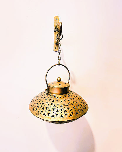 Elegant Golden Finish Metal Hanging Dhoop Incense Holder | 9 x 17 inches