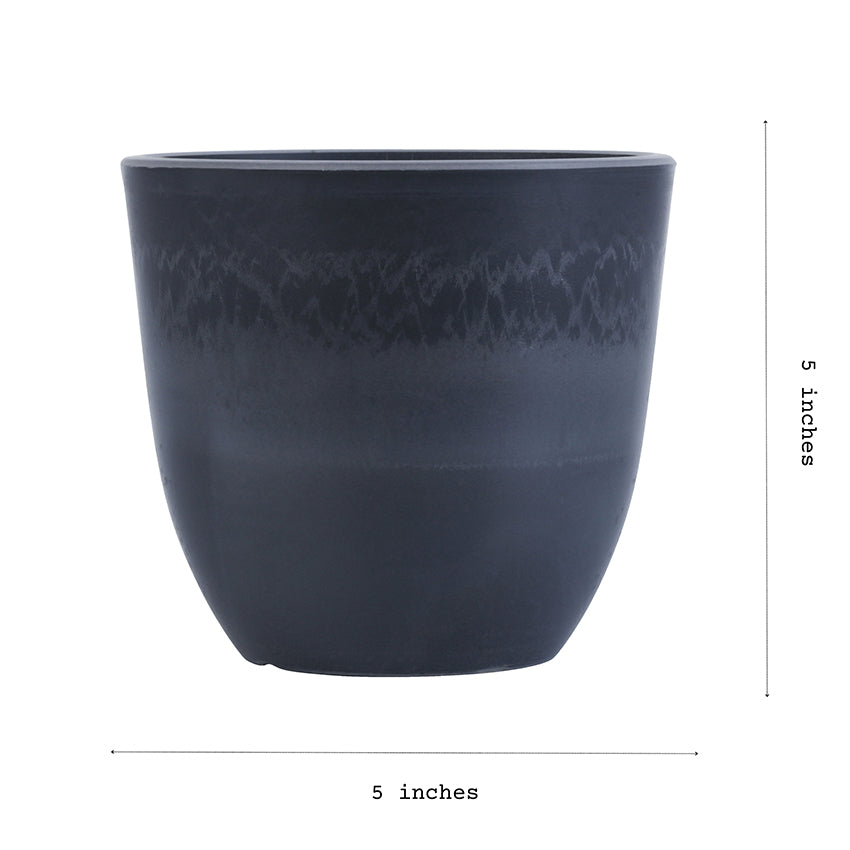 Elegant Black FRP Pots with Modern Design Without Plant | Set of 4 | 5 x 5 inches