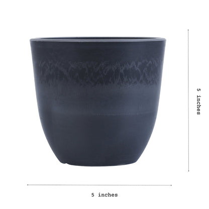 Elegant Black FRP Pots with Modern Design Without Plant | Set of 4 | 5 x 5 inches
