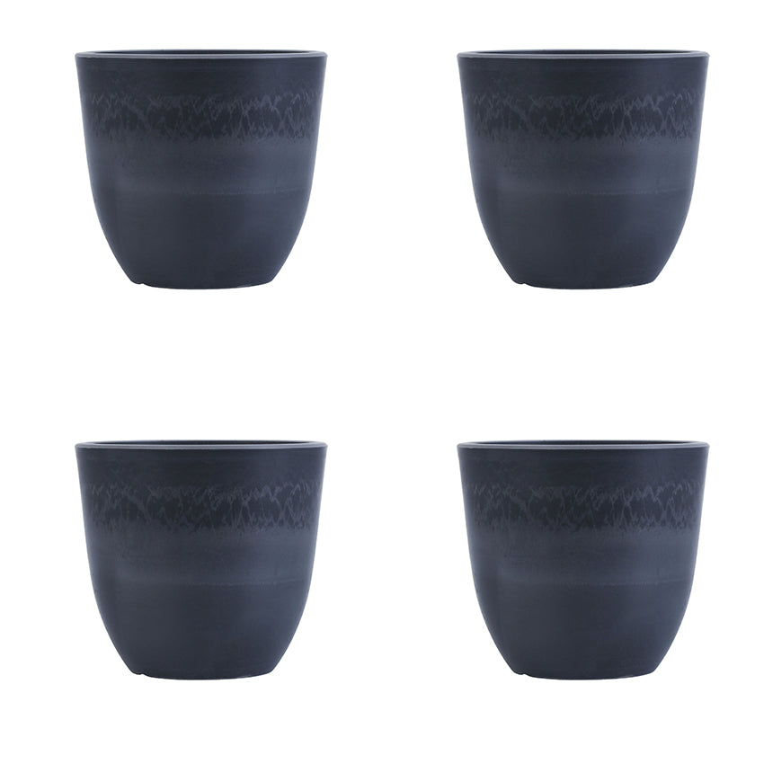 Elegant Black FRP Pots with Modern Design Without Plant | Set of 4 | 5 x 5 inches