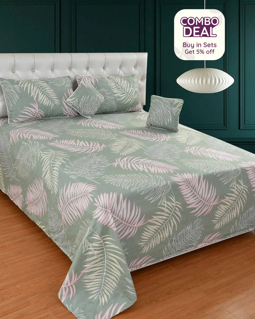 Trendy Cotton Bedding Set with 2 Pillow Covers & 2 Filled Cushions | Queen Size| 90 x 100 inches