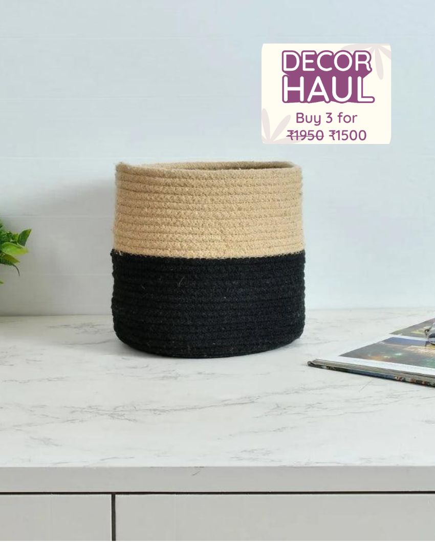 Genny Jute Basket | Black Bottom