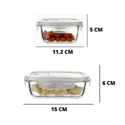 Glass Container Lunch Box | Set of 3 (1 Rectangle + 2 Round)