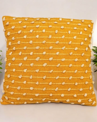 Yellow Hand Woven Cotton Cushion Cover | 18 x 18 Inches