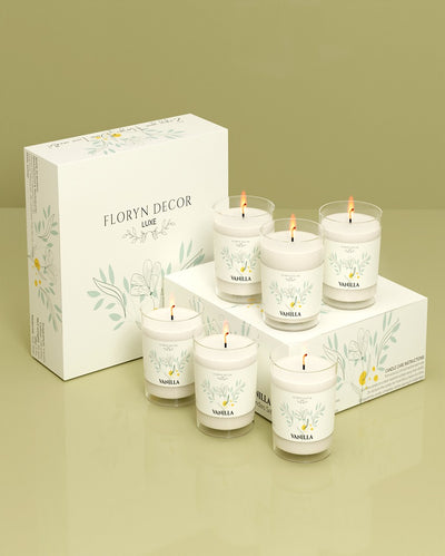 Soothing Aroma Vanilla Scented Glass Votive Candles | 5.1 x 7.6 cm / 2 x 3 inches