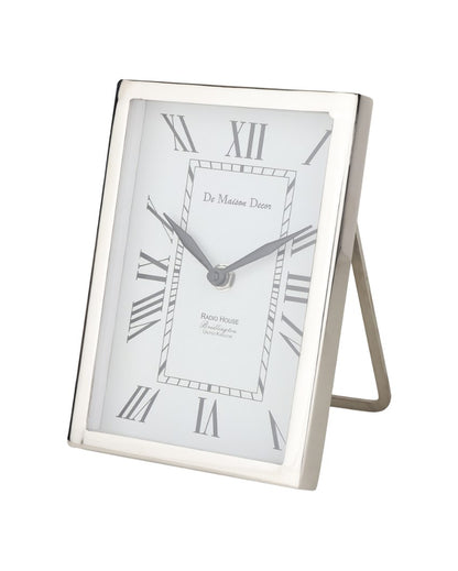 Framed Steel Table Clock Silver