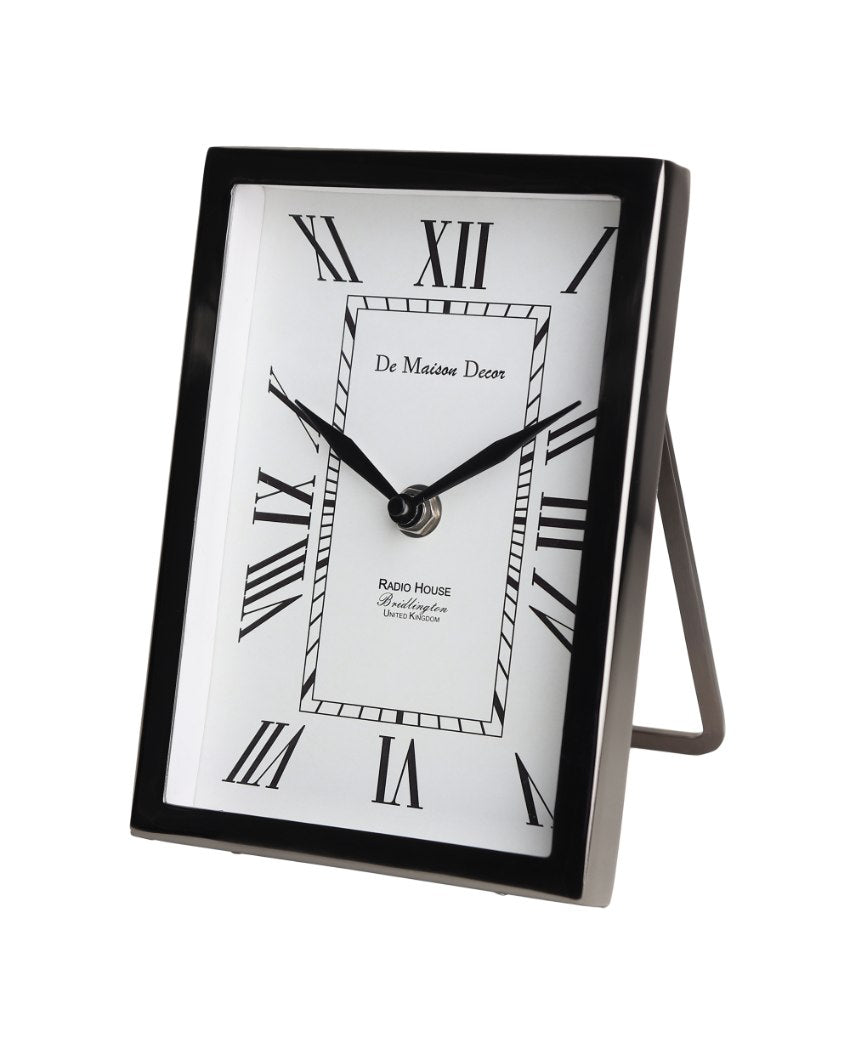 Framed Steel Table Clock Silver