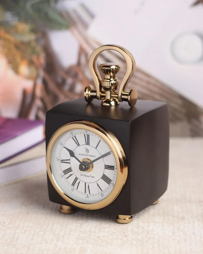 Chrono Cube Aluminum Table Clock Black