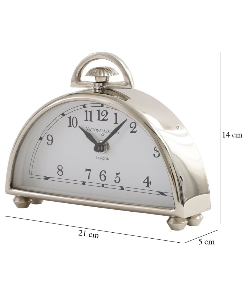 Luna Silver Plated Aluminium Desk Clock | 8 x 2 x 6 inches