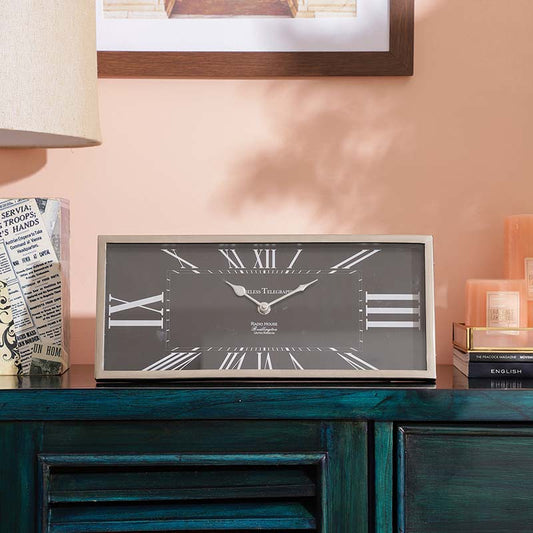 The Rectangular Framed Table Clock | Multiple Colors Silver