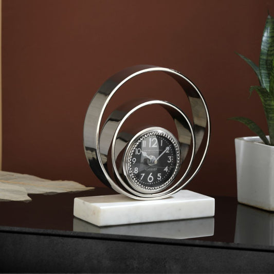 Rings Of Saturn Desk Table Clock | Multiple Colors Silver