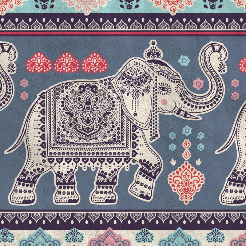 Blue Royal Elephants Wallpaper | Multiple Options Soft feel