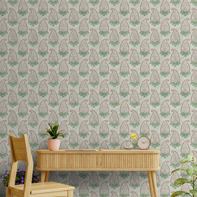 Green Paisley Elegance Theme Wallpaper | Multiple Options Soft feel