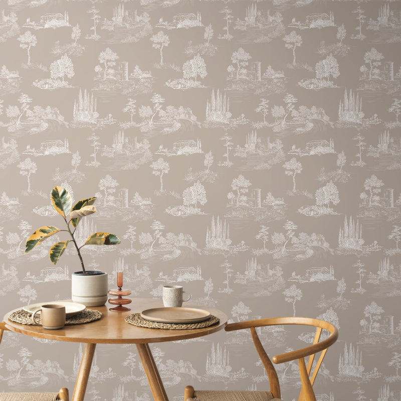 Beige Elegant Toile Wallpaper | Multiple Options Soft feel