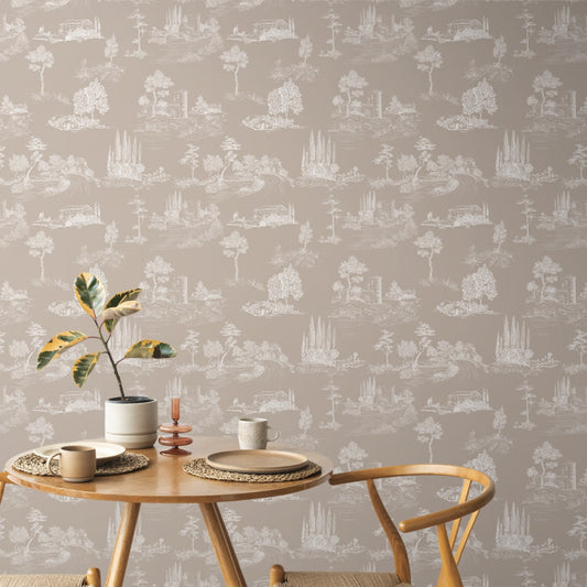 Beige Elegant Toile Wallpaper | Multiple Options Soft feel