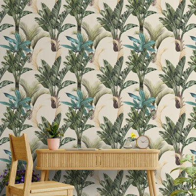 Beige Lush Jungle Wallpaper | Multiple Optons Soft feel