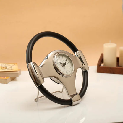 Wheel Steel Classy Clock Silver