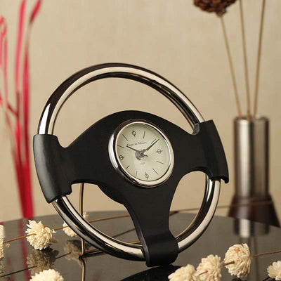 Wheel Steel Table Clock | Multiple Colors Silver