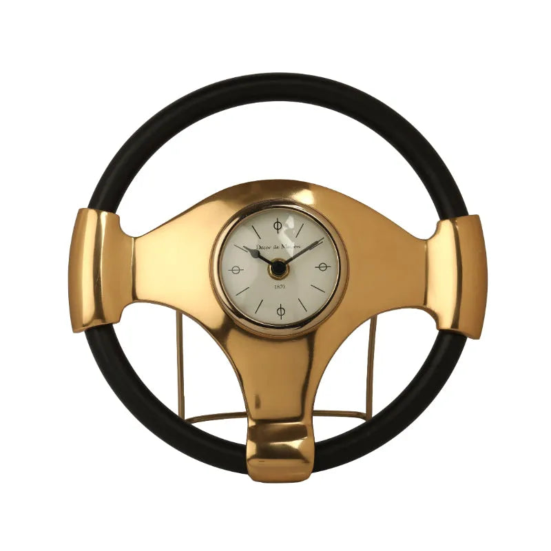 Wheel Steel Classy Clock Gold