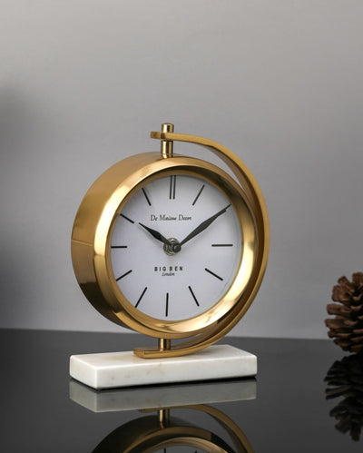 Marbellic Elegant Gold Aluminium Table Clock | 6 x 2 x 7 inches