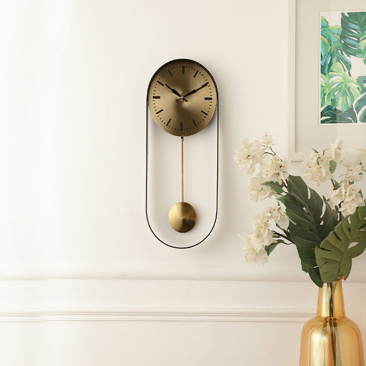 Noir Pendulum Wall Clock With Balck Frame Default Title