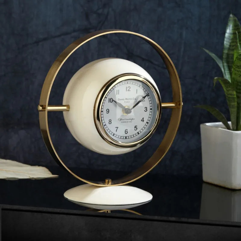 Halo Clock In Ivory Enamle & Gold Default Title