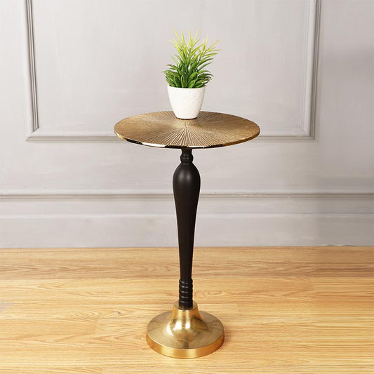 The Carla Classical design Side Table in Raw Gold & Black Finish