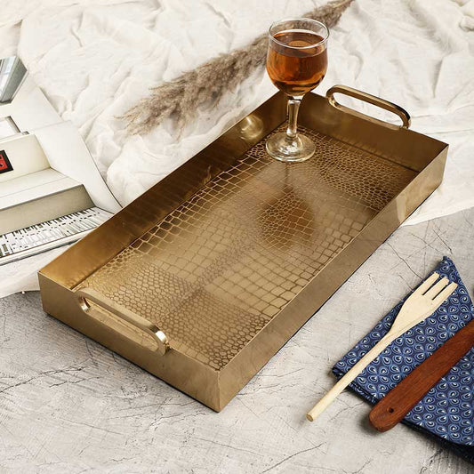 Hartley Croc Tray with Handles | Multiple Colors Gold