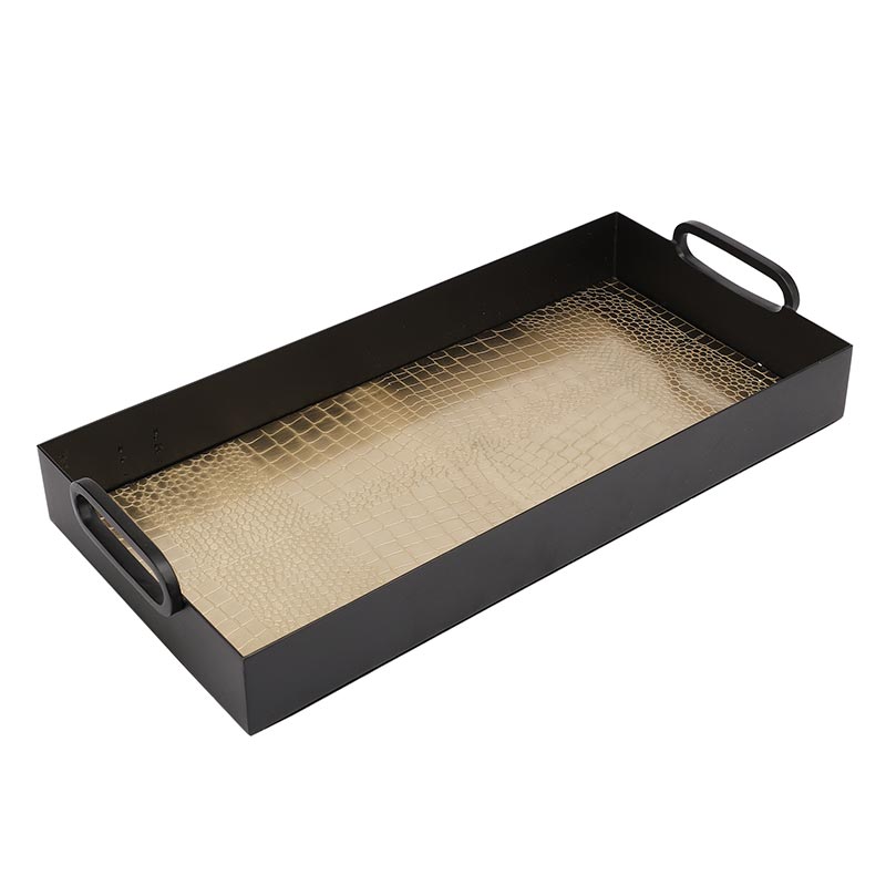 Hartley Croc Tray with Handles | Multiple Colors Gold Black