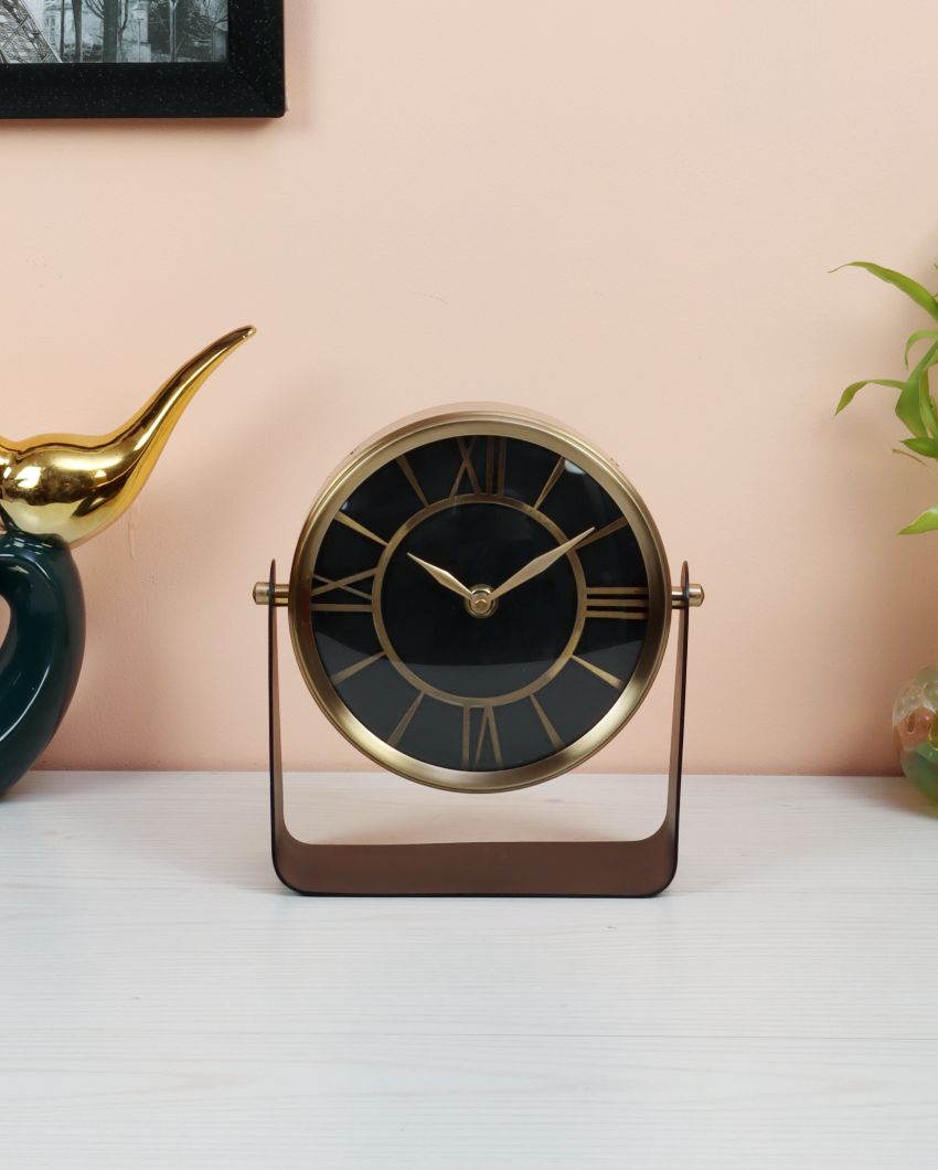 Mitsuki Gold Luxury Iron Table Clock | 6.5 x 3.5 x 8 inches