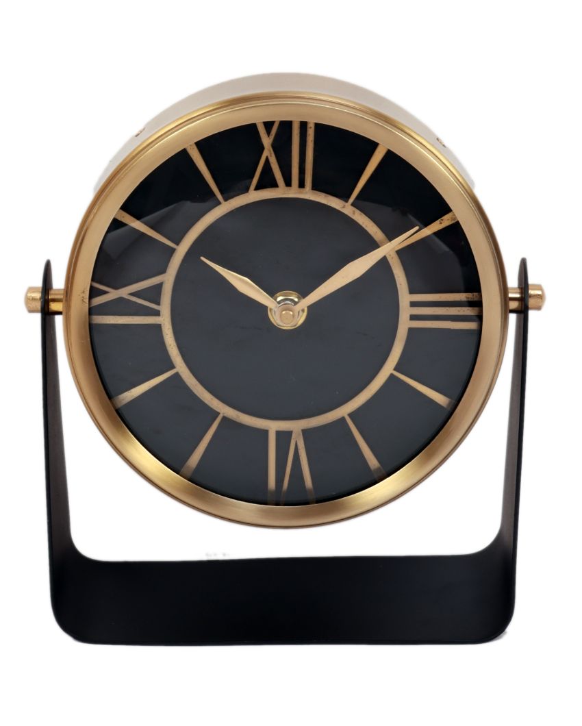 Mitsuki Gold Luxury Iron Table Clock | 6.5 x 3.5 x 8 inches